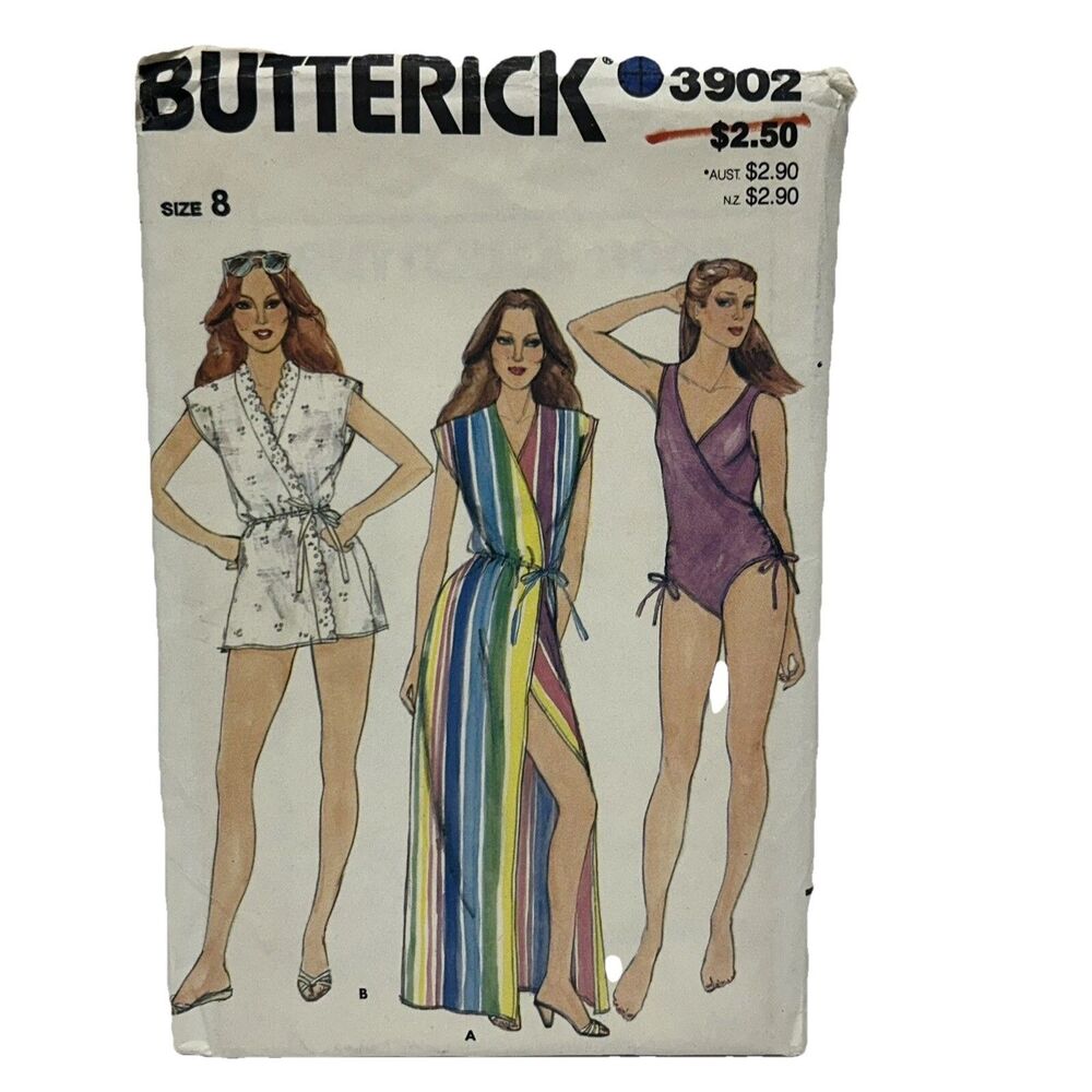 NEW Vintage Butterick Sewing Pattern Misses Womens Coverup Swimsuit Sz. 8